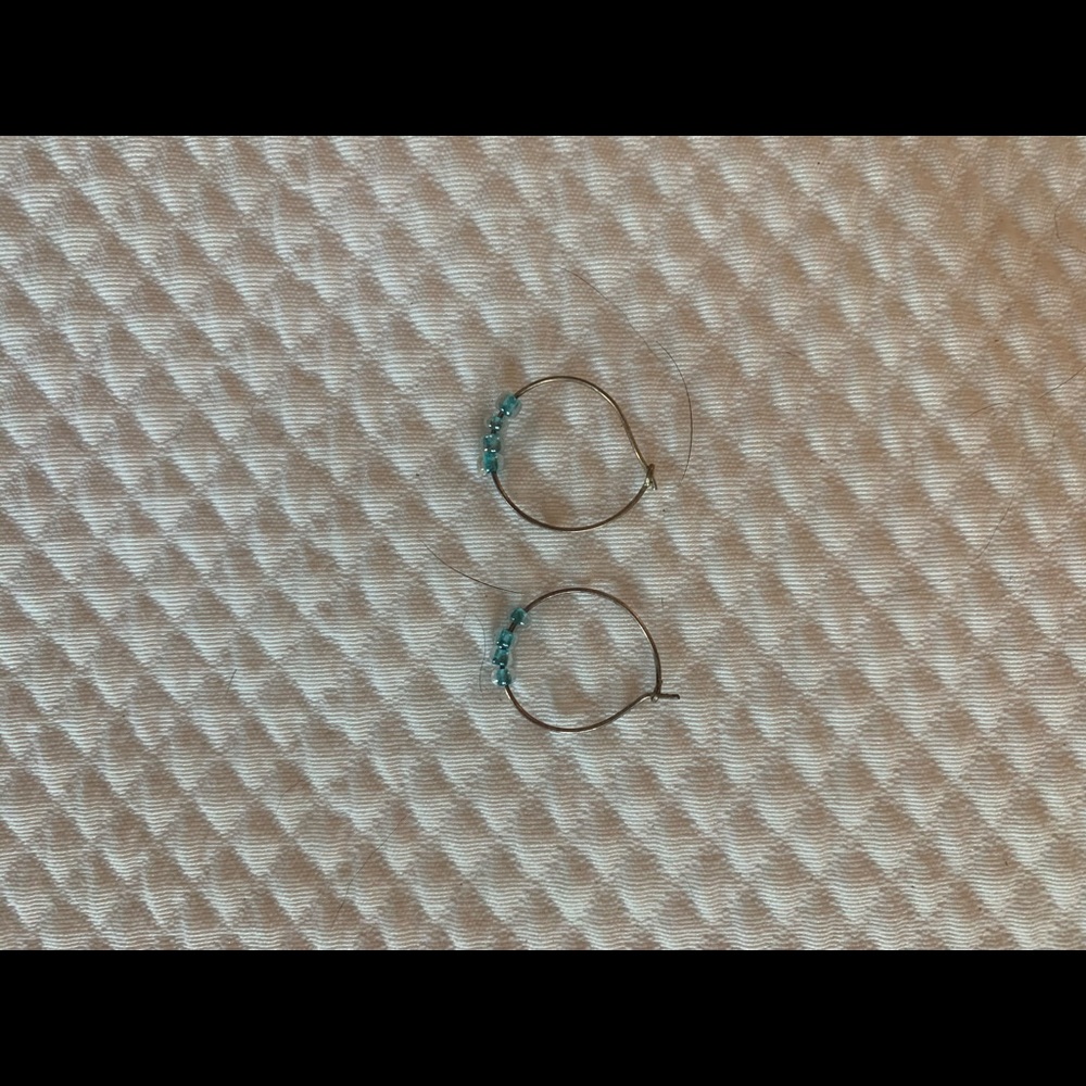 Mini Solver Hoops with Turquoise Stones